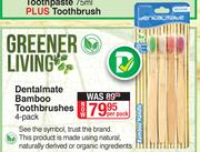 Dentalmate Bamboo Toothbrushes-4 Pack Per Pack