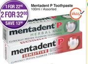 Mentadent P Toothpaste Assorted-100ml Each