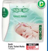 Softi 2-Ply Toilet Rolls (18 Pack) Per Pack