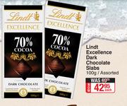 Lindt Excellence Dark Chocolate Slabs-100g Each