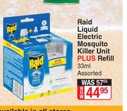 Raid Liquid Electric Mosquito Killer Unit Plus Refill 33ml