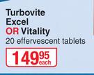Turbovite Excel Or Vitality 20 Effervescent Tablets-Each