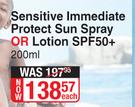 Nivea Sensitive Immediate Protect Sun Spray Or Lotion SPF50+-200ml Each