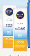Nivea UV Face Shine Control Or Anti Age & Anti Pigments Creme SPF50-50ml Each