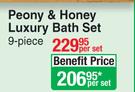 Nature's Nourishment Peony & Honey Luxury Bath Set (9 Piece)-Per Set
