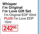 Coty Whisper I'm Original EDP 50ml + I'm Love EDP 15ml Gift Set