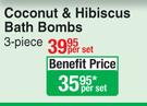 Nature's Nourishment Coconut & Hibiscus Bath Bombs (3 Piece)-Per Set
