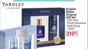 Yardley English Blazer Original Gift Set Of EDT 30ml + Deodorant Body Spray 125ml