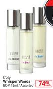 Coty Whisper Wands EDP 15ml Assorted-Each