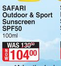 Safari Outdoor & Sport Sunscreen SPF50-100ml 