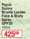 Payot Sunny Brume Lactee Face & Body Spray SPF30-100ml 