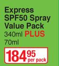 Sun Lab Express SPF50 Spray Value Pack-340ml Plus 70ml Per Pack