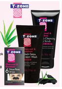 T-Zone Chaocoal & Bamboo Black Detox Cream Wash 150ml Or Cleansing Face Scrub 150ml-Each