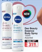 Nivea Deo Beauty Essence Body Spray Assorted-150ml Each