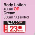 Johnson's Body Lotion 400ml Or Cream 350ml Assorted-Each