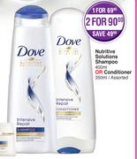 Dove Nutritive Solutions Shampoo 400ml Or Conditioner 350ml Assorted-For 2