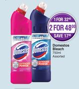 Domestos Bleach Assorted-For 2 x 750ml
