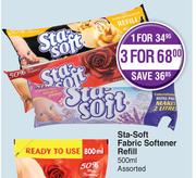 Sta Soft Fabric Softener Refill Assorted-For 3 x 500ml