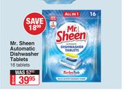 Mr Sheen Automatic Dishwasher Tablets 16 Tablets