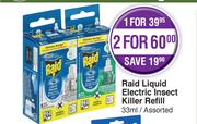 Raid Liquid Electric Insect Killer Refill Assorted-33ml