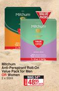 Mitchum Anti-Perspirant Roll-On Value Pack For Men Or Women-2 x 50ml Per Pack