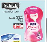 Schick Xtreme 3 Sensitive 3 Blade Razors 4 Pack-Per Pack
