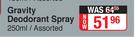 Gravity Deodorant Spray Assorted-250ml