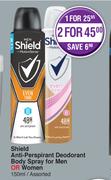 Shield Anti Perspirant Deodorant Body Spray For Men Or Women Assorted-150ml