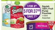Squish 100% Fruit Puree Pouches Assorted-110ml Each