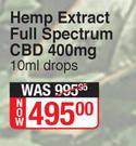 Hemp Extract Full Spectrum CBD 400mg-10ml Drops