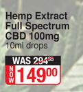 Hemp Extract Full Spectrum CBD 100mg-10ml Drops