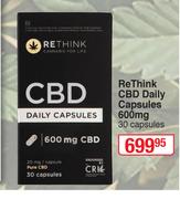 ReThink CBD Daily Capsules 600mg-30 Capsules