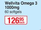 Wellvita Omega 3 1000mg-60 Softgels Each