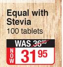 Equal With Stevia 100 Tablets