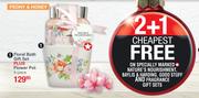 Nature's Nourishment Peony & Honey Floral Bath Gift Set Plus Flower Pot (4 Pieces)
