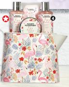 Nature's Nourishment Coconut & Hibiscus Flamingo Bath Gift Set Plus Watering Can (4 Pieces)