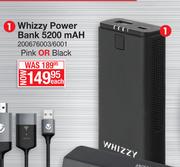 Whizzy Power Bank 5200 mAh (Pink Or Black)-Each