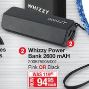 Whizzy Power Bank 2600 mAh (Pink Or Black)-Each