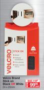Velcro Brand Stick On (Black Or White)-24 x 25mm Each