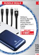 Volkano Festive Bundle Nano 5000 Power Bank With Slim 3 In 1 Cable-Per Bundle