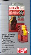 Ellies Dual Euro Socket Power Protector High Surge Protection Plug