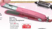 Carmen Wet 'N Dry Ceramic Straightener (Black Or Pink)-Each