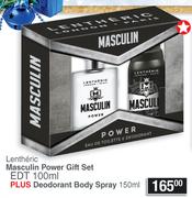 Lentheric Masculine Power Gift Set Of EDT 100ml Plus Deodorant Body Spray 150ml