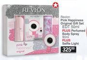 Revlon Pink Happiness Original Gift Set of EDT 50ml Plus perfumed Body Spray 90ml & Selfie Light