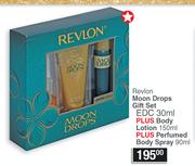 Revlon Moon Drops Gift Set Of EDC 30ml Plus Body Lotion 150ml & Perfumed Body Spray 90ml