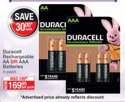Duracell Rechargeable AA Or AAA Batteries-4's Per Pack 