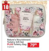 Nature's Nourishment Toiletry 3 Piece Gift Set + Toiletry Bag