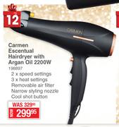 Carmen Escentual Hairdryer With Argan Oil 2200W