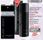Jacques Bogart Silver Scent EDT 100ml+Original Deodorant Spray 200ml+Intense Deodorant Spray 200ml