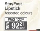 Yardley Stay Fast Lipstick (Assorted Colours)-Each